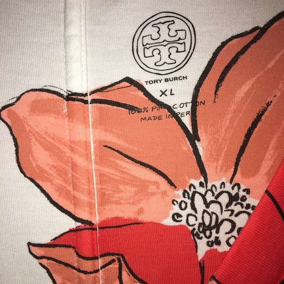 TORY BURCH NWOT AUTHENTIC 100% PIMA COTTON V-NECK FLORAL BLOUSE T-SHIRT - Picture 16 of 16
